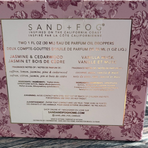 SAND + FOG Jasmine & Cedarwood and Vanilla Musk Perfume Oil Set - Pink - Picture 2 of 2